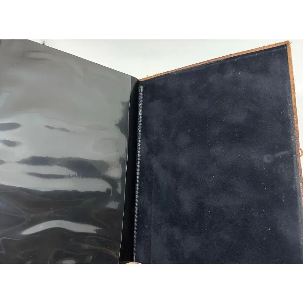 COLE HAAN Leather Photo Album Button Cord Closure Brag Book Memory Book - Picture 4 of 4
